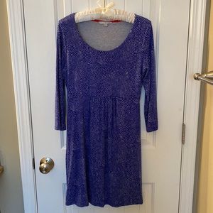 Boden 3/4 sleeve empire waist blue print mini-dress size 10